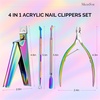 image:imageMelodysusie 4 in 1 Acrylic Nail Clippers Set with Cuticle Trimmer and DualEnded Cuticle Pusher Remover Stainless Steel Acrylic Nail Cutter Set Pedicure Manicure Acrylic Nail Tools for Home SalonA4pcs Colorful Set