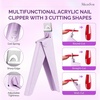 image:imageMelodysusie 4 in 1 Acrylic Nail Clippers Set with Cuticle Trimmer and DualEnded Cuticle Pusher Remover Stainless Steel Acrylic Nail Cutter Set Pedicure Manicure Acrylic Nail Tools for Home SalonPurple