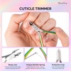 image:imageMelodysusie 4 in 1 Acrylic Nail Clippers Set with Cuticle Trimmer and DualEnded Cuticle Pusher Remover Stainless Steel Acrylic Nail Cutter Set Pedicure Manicure Acrylic Nail Tools for Home SalonA4pcs Colorful Set