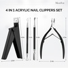image:imageMelodysusie 4 in 1 Acrylic Nail Clippers Set with Cuticle Trimmer and DualEnded Cuticle Pusher Remover Stainless Steel Acrylic Nail Cutter Set Pedicure Manicure Acrylic Nail Tools for Home SalonB4pcs Black Set