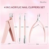 image:imageMelodysusie 4 in 1 Acrylic Nail Clippers Set with Cuticle Trimmer and DualEnded Cuticle Pusher Remover Stainless Steel Acrylic Nail Cutter Set Pedicure Manicure Acrylic Nail Tools for Home SalonLight Pink