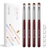 image:imageMelodySusie 4Pcs DualEnded French Nail Brush and Dotting Pen Set Size 10121416 with Brush Holder for French Tips Nail Clean Up and Nail DottingBrown