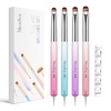 image:imageMelodySusie 4Pcs DualEnded French Nail Brush and Dotting Pen Set Size 10121416 with Brush Holder for French Tips Nail Clean Up and Nail DottingMulticolor