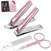 image:imageMelodySusie Nail Clippers Set 4 in 1 Ultra Sharp Toenail Clippers with Glass Nail File Cuticle Scissors Stainless Steel Nail Clippers for Women Fingernail Clipper Cutter Manicure Set Gifts PinkPink 4 in 1