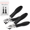 image:imageMelodySusie Wide Jaw Opening Nail Clippers Toenail Clippers for Seniors Thick Nails Angled Head Large Nail Clippers for Men Women with Nail File Fingernail Cutter with Catcher Long Handle Black2pcs Nail Clippers