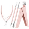 image:imageMelodysusie 4 in 1 Acrylic Nail Clippers Set with Cuticle Trimmer and DualEnded Cuticle Pusher Remover Stainless Steel Acrylic Nail Cutter Set Pedicure Manicure Acrylic Nail Tools for Home SalonLight Pink