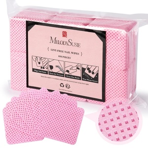 image:imageMelodySusie 1050Pcs Lint Free Nail Wipes Super Absorbent Soft NonWoven for Fingernail Polish Remover and Eyelash Extension Wipes for Nail Art600 pcs  Pink  Standard