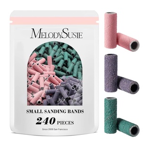image:imageMelodySusie 120 Pcs Nail Drill Bits Small Sanding Bands for 31mm Mandrel Bit 180 Fine Grit Nail File for Acrylic Nails Gel Manicures and Pedicure Pink Only Sanding BandsColorful 240Pcs