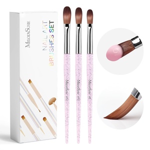 image:imageMelodySusie 3Pcs Acrylic Nail Brush Set Sizes 81014  Professional Nail Art Tool for Acrylic Application Powder Extension amp 3D Carving PinkPink Rose