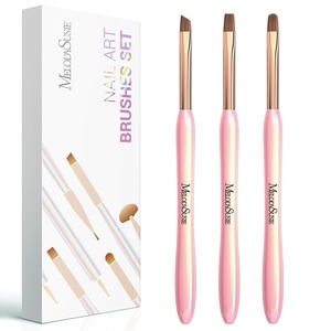 image:imageMelodySusie 3Pcs Nail Art Clean Up BrushesFlatOvalAngled Gel Nail BrushesFor Nail Art Design Painting DIY and Cleaning Polish Mistake on the Cuticles Or Gel ApplicationPinkFlatOvalAngled
