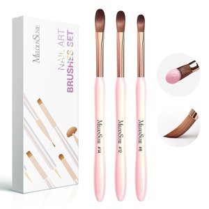 image:imageMelodySusie 3Pcs Nail Art Clean Up BrushesFlatOvalAngled Gel Nail BrushesFor Nail Art Design Painting DIY and Cleaning Polish Mistake on the Cuticles Or Gel ApplicationPinkOval