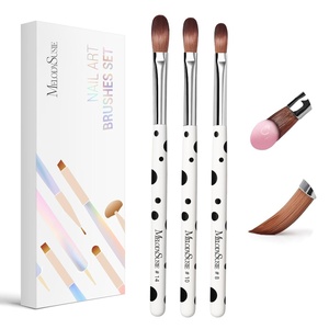 image:imageMelodySusie 3Piece Acrylic Nail Brush Set  Sizes 81014 Professional Nail Art Tool for Acrylic Application Powder Extension amp 3D Carving  PinkABlack