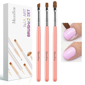 image:imageMelodySusie 3Piece Acrylic Nail Brush Set  Sizes 81014 Professional Nail Art Tool for Acrylic Application Powder Extension amp 3D Carving  PinkBOrange