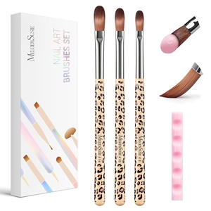 image:imageMelodySusie 3Piece Acrylic Nail Brush Set  Sizes 81014 Professional Nail Art Tool for Acrylic Application Powder Extension amp 3D Carving  PinkMilk Brown