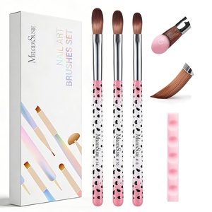 image:imageMelodySusie 3Piece Acrylic Nail Brush Set  Sizes 81014 Professional Nail Art Tool for Acrylic Application Powder Extension amp 3D Carving  PinkPink and White Gradient