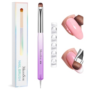 image:imageMelodySusie 4Pcs DualEnded French Nail Brush and Dotting Pen Set Size 10121416 with Brush Holder for French Tips Nail Clean Up and Nail DottingPurple