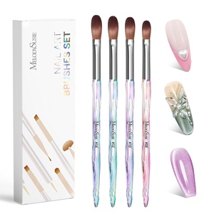 image:imageMelodySusie 4Pcs Nail Art Clean Up BrushesFlatOvalAngledCarved Gel Nail BrushesFor Nail Art Design Painting DIY and Cleaning Polish Mistake on the Cuticles Or Gel ApplicationOval
