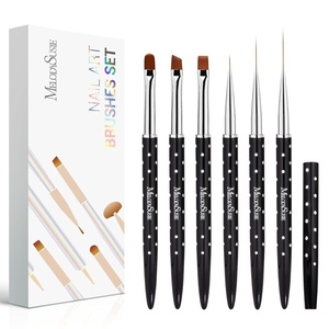 image:imageMelodySusie 4Piece Acrylic Nail Brush Set  Sizes 8121416 for Acrylic Application Powder Extension amp 3D Nail CarvingBlack