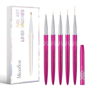 image:imageMelodySusie 4Piece Acrylic Nail Brush Set  Sizes 8121416 for Acrylic Application Powder Extension amp 3D Nail CarvingPlum