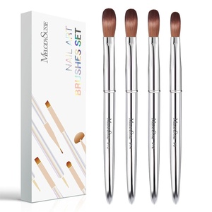 image:imageMelodySusie 4Piece Acrylic Nail Brush Set  Sizes 8121416 for Acrylic Application Powder Extension amp 3D Nail CarvingSilver