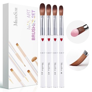 image:imageMelodySusie 4Piece Acrylic Nail Brush Set  Sizes 8121416 for Acrylic Application Powder Extension amp 3D Nail CarvingWhite