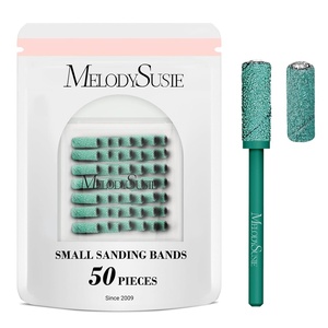 image:imageMelodySusie 50 Pcs Nail Drill Bits Small Sanding Bands with 31mm Mandrel Bit 180 Fine Grit Nail File for Acrylic Nails Gel Manicures and Pedicure PinkDark Green