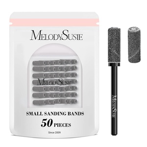 image:imageMelodySusie 50 Pcs Nail Drill Bits Small Sanding Bands with 31mm Mandrel Bit 180 Fine Grit Nail File for Acrylic Nails Gel Manicures and Pedicure PinkBlack