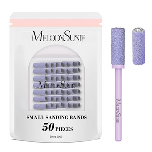 image:imageMelodySusie 50 Pcs Nail Drill Bits Small Sanding Bands with 31mm Mandrel Bit 180 Fine Grit Nail File for Acrylic Nails Gel Manicures and Pedicure PinkPurple