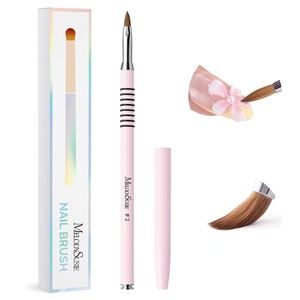 image:imageMelodySusie 5Pcs Nail Art Liner Brushes with Nail Brush Holder Professional Gel Polish Painting Art Design Pen for Thin Long Lines Tiny Details Fine Drawing Delicate Coloring Sizes 5791120mmPink