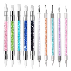 image:imageMelodySusie 5Pcs Nail Art Sculpture Pen Brushes for Resin Nail Art Tools for Design Nail Foil Carving Drawing Effect Shaping Drawing Nail Tools for Home Salon ManicureMulticolor D