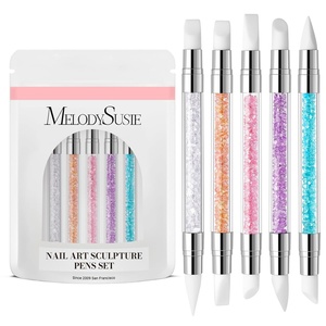 image:imageMelodySusie 5Pcs Nail Art Sculpture Pen Brushes for Resin Nail Art Tools for Design Nail Foil Carving Drawing Effect Shaping Drawing Nail Tools for Home Salon ManicureWhite  Orange  Pink  Purple  Sky Blue