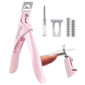 image:imageMelodySusie Acrylic Nail Clippers with 15pcs Magnet Sizers Professional Nail Clippers Cutters for Long Acrylic Gel Nails Tips Adjustable Stainless Nail Trimmer Manicure Tool for Salon Home PinkPale Pink