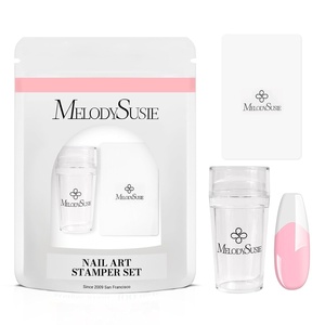 image:imageMelodySusie French Nail Stamper Nail Stamper Kit 2PCS Silicone Nail Stamp with a Scraper Nail Stamper Tool for French Manicure DIY Home Nail Design Salon Clear