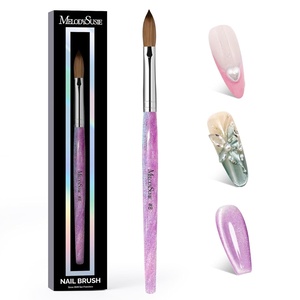 image:imageMelodySusie Kolinsky Acrylic Nail Brush 100 Pure Kolinsky Hair Professional Nail Brush for Acrylic Powder Nail Extension and 3D Nail Carving for DIY Home Salon Size 10Glitter Purple