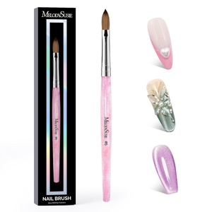 image:imageMelodySusie Kolinsky Acrylic Nail Brush 100 Pure Kolinsky Hair Professional Nail Brush for Acrylic Powder Nail Extension and 3D Nail Carving for DIY Home Salon Size 10Pink
