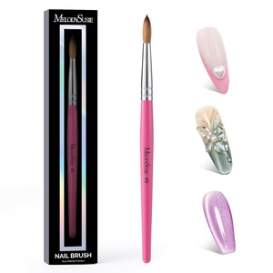 image:imageMelodySusie Kolinsky Acrylic Nail Brush 80 Pure Kolinsky Hair Professional Nail Brush for Acrylic Powder Nail Extension and 3D Nail Carving Nail Art Tools for DIY Home Salon Silver 10Pink Wooden