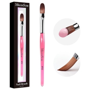 image:imageMelodySusie Kolinsky Acrylic Nail Brush 80 Pure Kolinsky Hair Professional Nail Brush for Acrylic Powder Nail Extension and 3D Nail Carving Nail Art Tools for DIY Home Salon Silver 10Pink