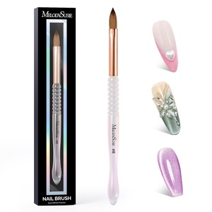 image:imageMelodySusie Kolinsky Acrylic Nail Brush 80 Pure Kolinsky Hair Professional Nail Brush for Acrylic Powder Nail Extension and 3D Nail Carving Nail Art Tools for DIY Home Salon Silver 10Transparent Gradient