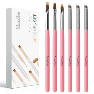 image:imageMelodySusie Nail Art Liner Brushes 5Pcs Professional Gel Polish Painting Art Design Pen Set for Thin Long Lines Tiny Details Fine Drawing Delicate Coloring Sizes 5791120mmLight Pink