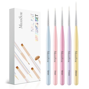 image:imageMelodySusie Nail Art Liner Brushes 5Pcs Professional Gel Polish Painting Art Design Pen Set for Thin Long Lines Tiny Details Fine Drawing Delicate Coloring Sizes 5791120mmColor
