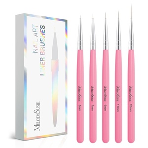 image:imageMelodySusie Nail Art Liner Brushes 5Pcs Professional Gel Polish Painting Art Design Pen Set for Thin Long Lines Tiny Details Fine Drawing Delicate Coloring Sizes 5791120mmPink