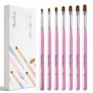 image:imageMelodySusie Nail Art Liner Brushes 5Pcs Professional Gel Polish Painting Art Design Pen Set for Thin Long Lines Tiny Details Fine Drawing Delicate Coloring Sizes 5791120mmPink Glitter
