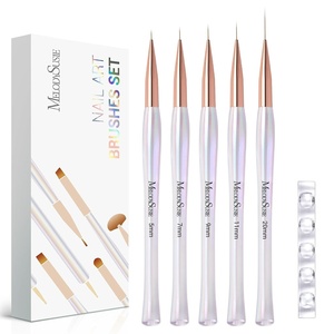 image:imageMelodySusie Nail Art Liner Brushes 5Pcs Professional Gel Polish Painting Art Design Pen Set for Thin Long Lines Tiny Details Fine Drawing Delicate Coloring Sizes 5791120mmTransparent Gradient
