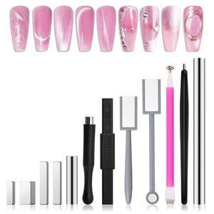 image:imageMelodySusie Nail Magnet Set 12PCS Cat Eye Gel Nail Polish Magnets Square Round Double Ended Magnet Stick Cat Eye Magnet for Nails Strong Magnetic Nail Polish Magnets Nail Design Tools12PCS
