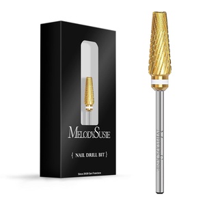 image:imageMelodySusie Professional 5 in 1 Nail Drill Bits 332 Carbide Tungsten Multifunction Bits Suitable for Manicure Pedicure Cuticle Gel Polishing Technicians Bits Purple Series BitM MediumGold