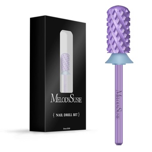 image:imageMelodySusie Safety Nail Drill Bits 332 Smooth Round Top Large Barrel Carbide Bits Suitable for Manicure Pedicure Cuticle Gel Polishing Beginners Bits Rose Gold Series BitS FineMacaron Purple