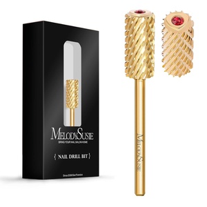 image:imageMelodySusie Safety Nail Drill Bits 332 Smooth Round Top Large Barrel Carbide Bits Suitable for Manicure Pedicure Cuticle Gel Polishing Beginners Bits Rose Gold Series BitS FineCrystal Red Heart Gold