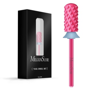 image:imageMelodySusie Safety Nail Drill Bits 332 Smooth Round Top Large Barrel Carbide Bits Suitable for Manicure Pedicure Cuticle Gel Polishing Beginners Bits Rose Gold Series BitS FinePink Blossom