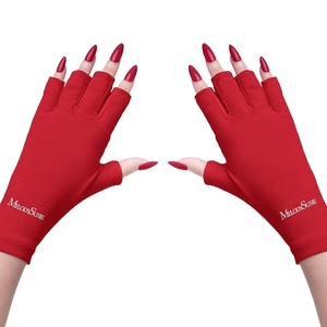 image:imageMelodySusie UV Gloves for Gel Nail Lamp Professional UPF50 UV Protection Gloves for Manicures Nail Art Skin Care Fingerless Anti UV Glove Protect Hands from UV Harm PinkRed