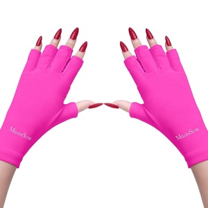 image:imageMelodySusie UV Gloves for Gel Nail Lamp Professional UPF50 UV Protection Gloves for Manicures Nail Art Skin Care Fingerless Anti UV Glove Protect Hands from UV Harm PinkBneon Pink